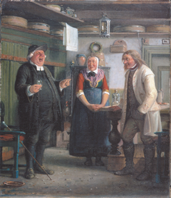 Per Degn (Per, the deacon") sings for a glass of akvavit." by Wilhelm Marstrand