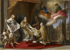 Pope Benedict XIV presenting the Encyclical 'Ex Omnibus' to the Comte de Stainville, later Duc de Choiseul by Pompeo Batoni