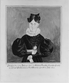 Portrait and Birth Record of Mahala Wechter by Jacob Maentel