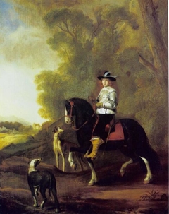 Portrait of an Horseman with two Dogs by Thomas de Keyser