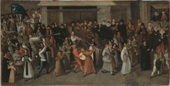 Procession de la Ligue sur l'île de la Cité, au sortir de Notre-Dame by François Bunel the Younger