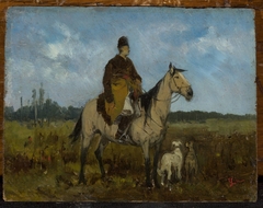 Rider on horseback with greyhounds by Jan Chełmiński