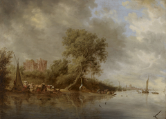 River landscape with the ruins of Castle of Egmond by Salomon van Ruysdael