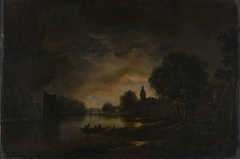 River view by moonlight by Unknown Artist