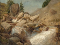 Rocky Scene with a Brook by Károly Telepy