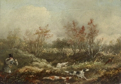 Sportsmen shooting Pheasant over Setters by Samuel John Egbert Jones