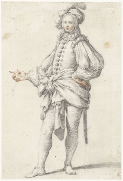 Staande jongeman in theaterkostuum by Unknown Artist