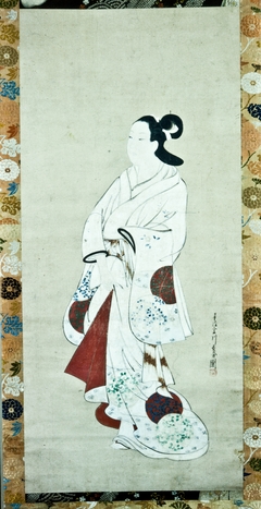 Standing Prostitute in White Kimono by Miyagawa Chōshun