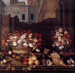 Still Life with Flowers, Fruit, and Shells by Balthasar van der Ast