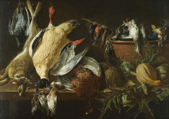 Still Life with Games and Vegetables by Adriaen van Utrecht