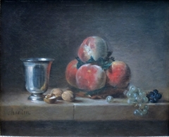 Still Life with Peaches, a Silver Goblet, Grapes, and Walnuts by Jean-Baptiste-Siméon Chardin