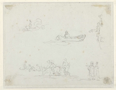 Studies van personen in een boot by Jean-Honoré Fragonard