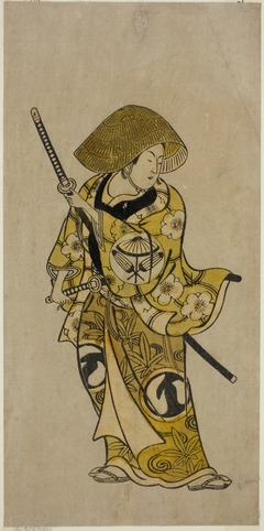 The Actor Sawamura Kamesaburo as Nagoya Kosanza in the play "Keisei Fukubiki Nagoya," performed at the Nakamura Theater in the first month, 1731 by Okumura Toshinobu