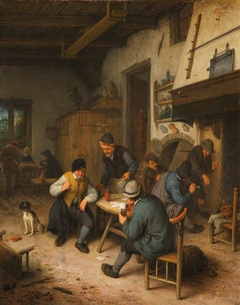 The Interior of an Inn with Peasants playing Cards by Adriaen van Ostade