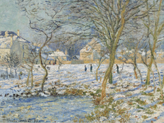 The Pond, Snow Effect by Claude Monet