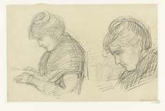 Twee studies van een vrouw, van opzij by Jozef Israëls