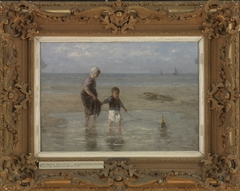 Two Children Wading at the Shore by Jozef Israëls