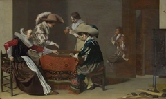 Two Men playing Tric-trac, with a Woman scoring by Willem Cornelisz Duyster