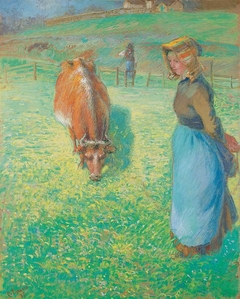 Paysanne gardant une vache by Camille Pissarro