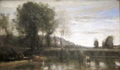 Pond at Ville-d'Avray by Jean-Baptiste-Camille Corot