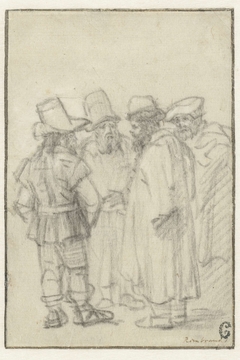 Vier mannen in gesprek by Rembrandt