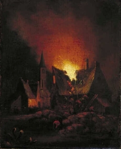 Village Fire by Egbert van der Poel