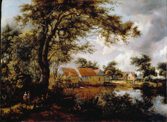 Wooded Landscape with a Water-mill by Meindert Hobbema