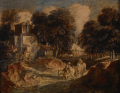 Wooded Landscape with Mounted Peasants by Thomas Gainsborough