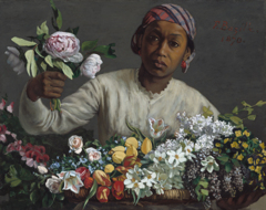 Young Woman with Peonies by Frédéric Bazille