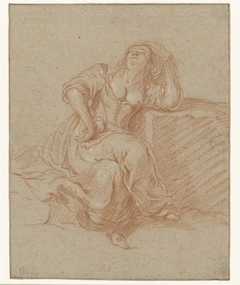 Zittende vrouw in loszinnige pose by Willem Schellinks