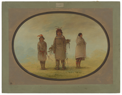 A Stone Warrior, His Wife, and a Boy by George Catlin