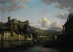 A View of the Château de Pierre Scize on the river Saône at Lyon by William Marlow