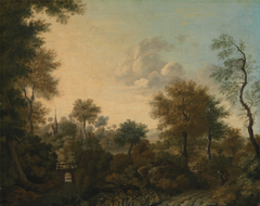 A View Supposedly Near Arundel, Sussex, with Figures in a Lane by George Smith