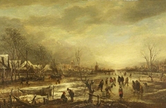 A Winter Landscape with Skaters by Aert van der Neer