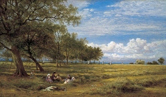 An English Hayfield by Benjamin Williams Leader