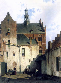 Binnenplaats bij het stadhuis te Culemborg by Jan Weissenbruch