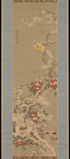 Bird among Camellias in Snow by Sō Shiseki