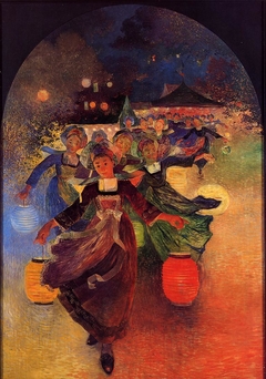 Breton Girls with Chinese Lanterns by Ferdinand du Puigaudeau