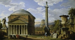 Capriccio of Roman Ruins with the Pantheon by Giovanni Paolo Panini