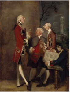 Caricature of Thomas Brudenell, Baron Bruce, the Hon. John Ward, Joseph Leeson, later 2nd Earl of Milltown, and Joseph Henry of Shafford by Joshua Reynolds