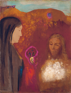 Christ and the Samaritan Woman (The White Flower Bouquet) by Odilon Redon