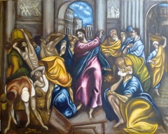 Christ chasing the merchants from the Temple by Tasso Pappas