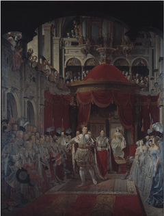 Christian VIII og Caroline Amalies salving i Frederiksborg Slotskirke den 28. juni 1840 by Sophus Schack