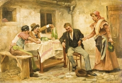 Company drinking Wine by Ágost Egerváry Potemkin