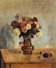 Dahlias in a Copper Vase by Paul Gauguin