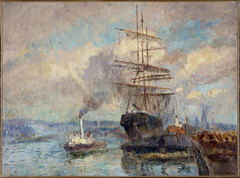 Dans le port de Rouen by Albert Lebourg