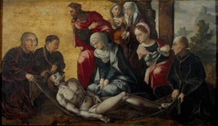 De bewening van Christus met portretten van de familie van Egmond by Jan van Scorel