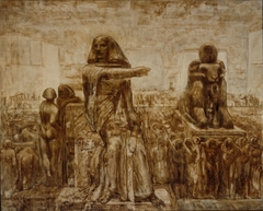 De bouw van een Egyptische tempel by Willem van Konijnenburg