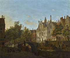 Delft, view of the Oude Delft with the Gemeenlandshuis by Jan van der Heyden