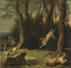 Dogs attacking a wild boar by Frans Snyders